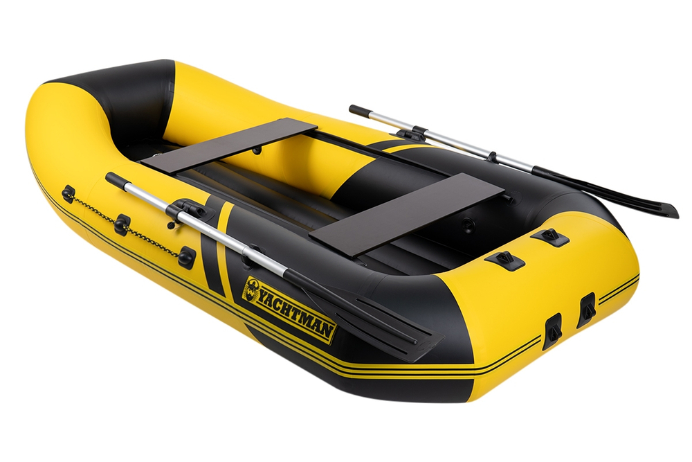 YACHTMAN-260 МНД НАДУВНОЕ ДНО (Яхтман) желтый-черный (лодка ПВХ с усилением)