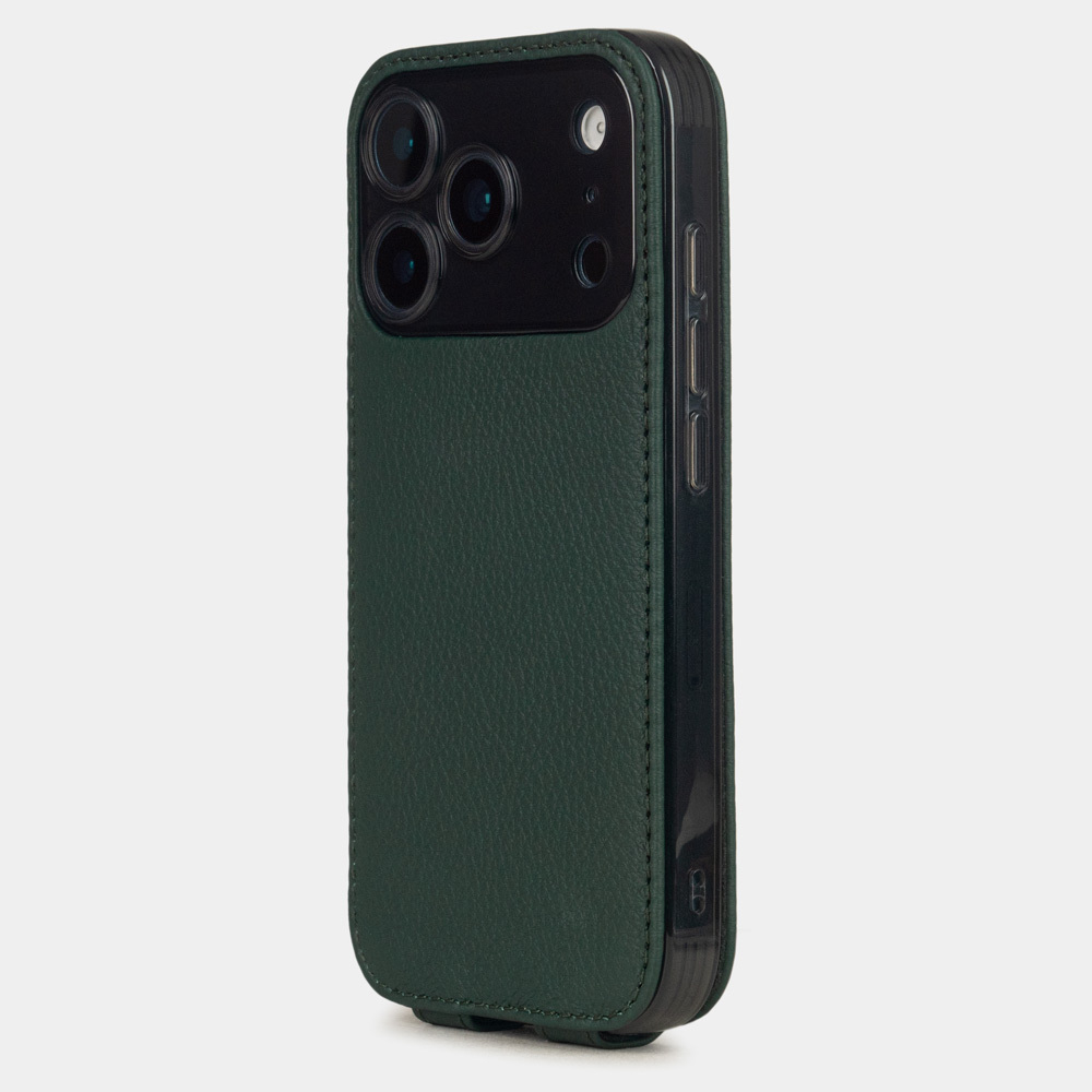 Кожаный чехол для iPhone 17 Pro, теленок темно-зеленого цвета