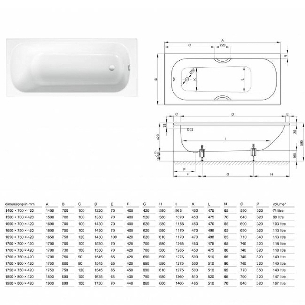 Стальная ванна Bette Form (Бетте Форм) 170х75, mod. 2947-000 AD
