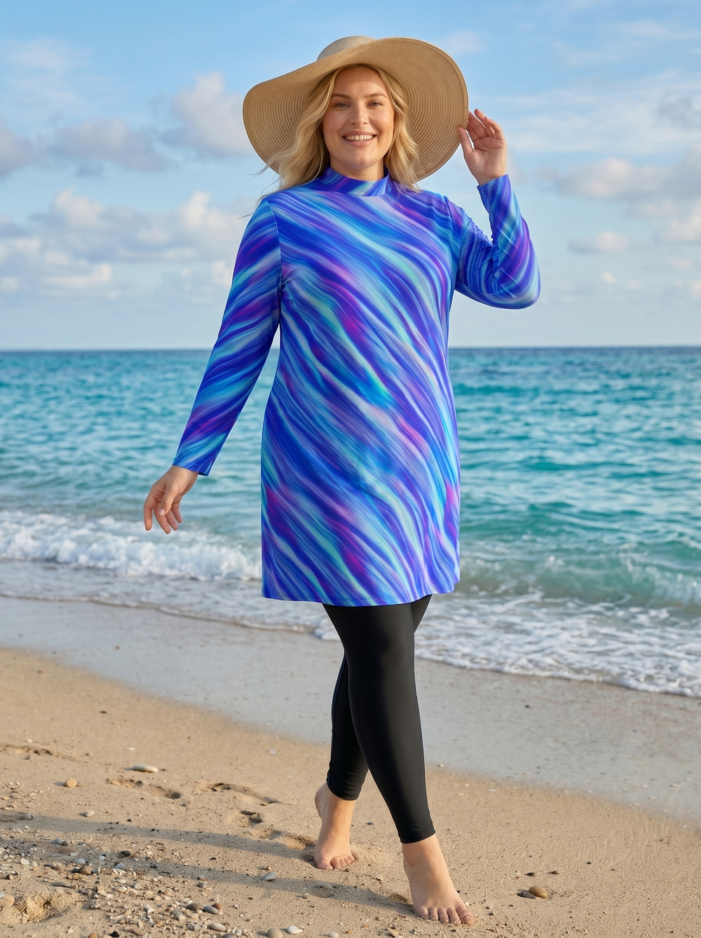 Купальный топ 17260 синие полосы