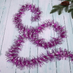 Мишура 2м 9см «Фейерверк» розовый/серебро