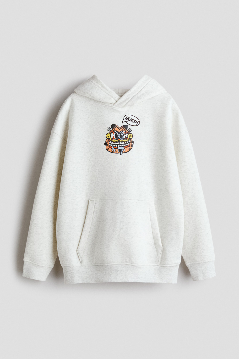 H&M Толстовка с капюшоном и принтом, светло-серый меланж