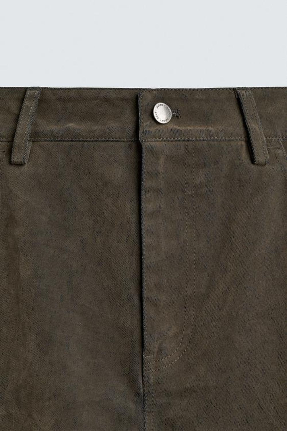 ZARA ВЕЛЮРОВЫЕ БРЮКИ СВОБОДНОГО КРОЯ, ХАКИ