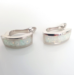 Серьги "Эстерелла", с синтетическим опалом, родированные, серебро 925*/Ф