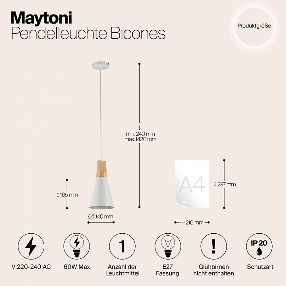 Подвесной светильник Maytoni Bicones P359-PL-140-W