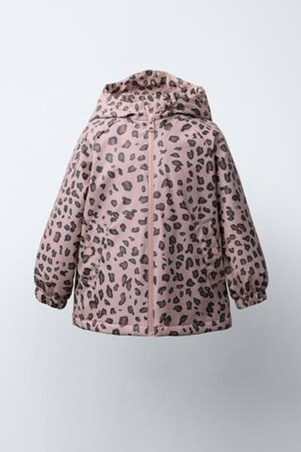 ZARA ПРОРЕЗИНЕННЫЙ ДОЖДЕВИК С ПРИНТОМ WATER RESISTANT, РОЗОВЫЙ