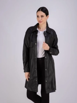 Плащ женский кожаный длинный Турция