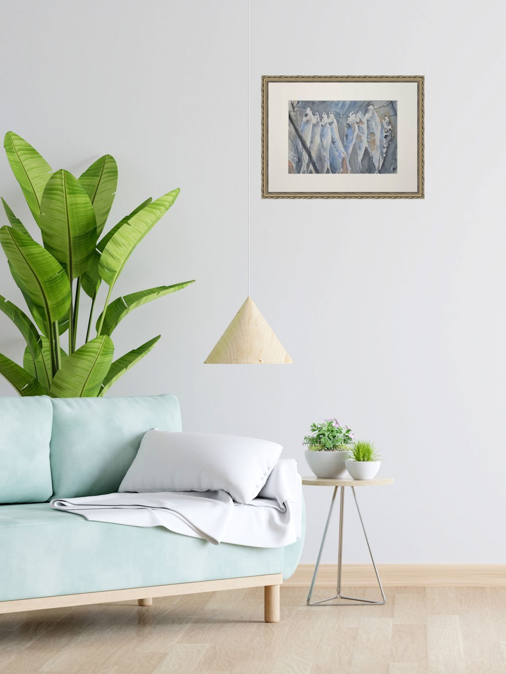 Картина авторская акварельная в паспарту 30х40 см на стену для интерьера "После рыбалки"