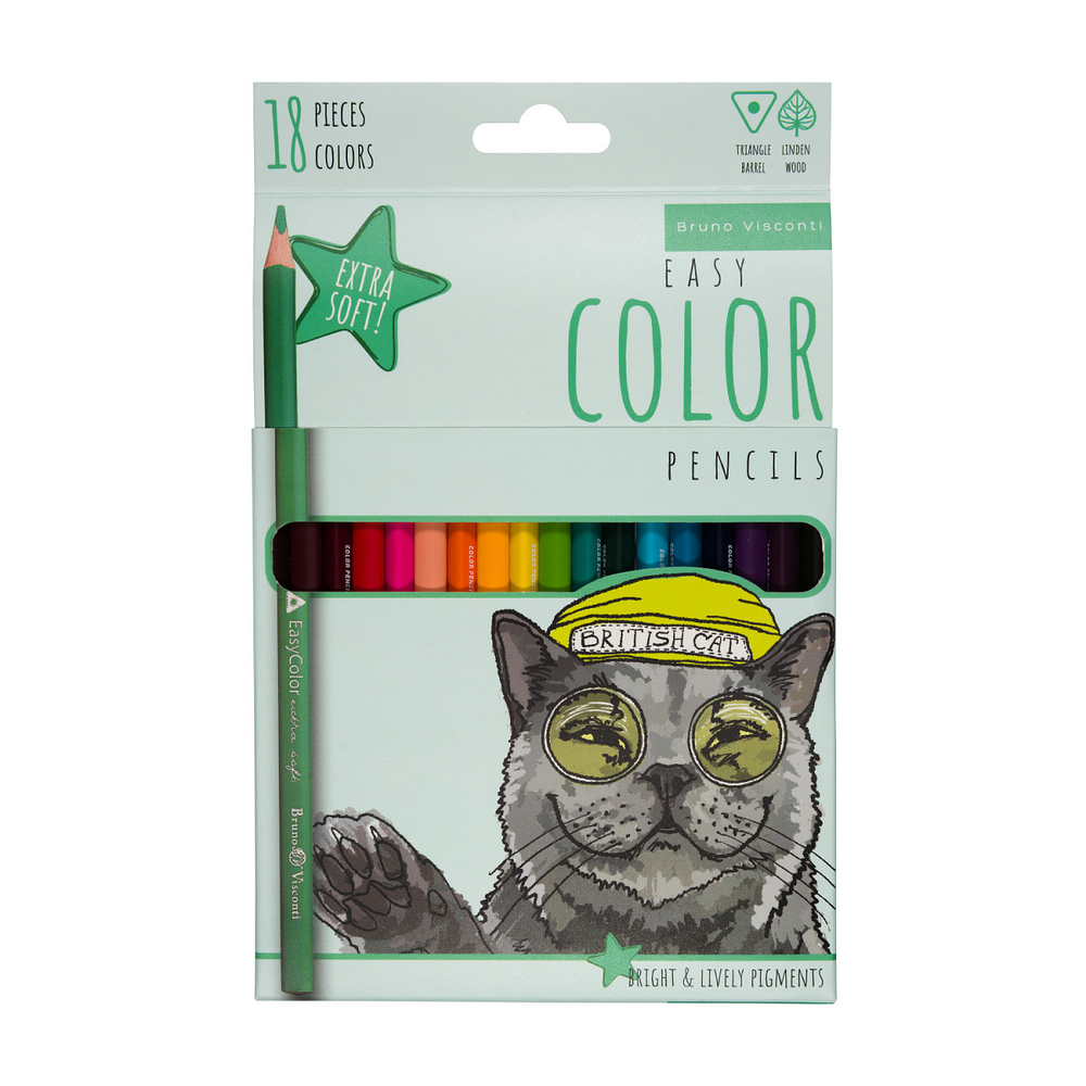 Карандаши 18 цв. "EasyColor" (Bruno Visconti)