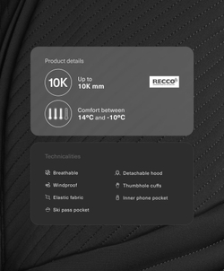 Oysho Водонепроницаемый облегающий эластичный горнолыжный комбинезон, черный