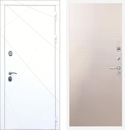 Входная металлическая дверь Лекс New Line Соната Шагрень белая / №63 Дуб фактурный крем