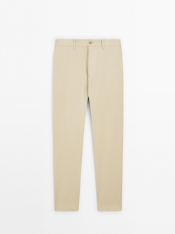 Massimo Dutti Брюки свободного кроя из смесового хлопка, бежевый