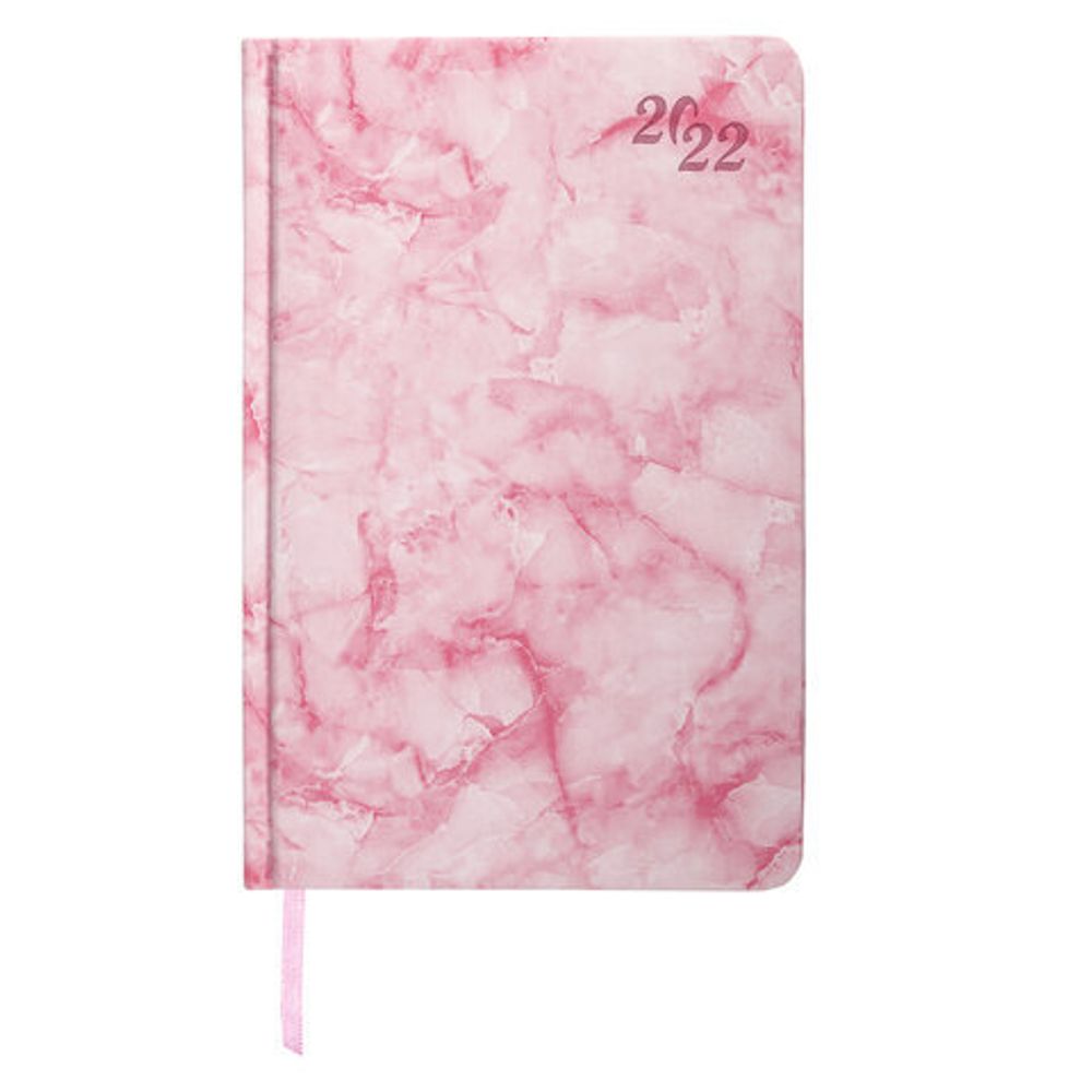 Ежедневник датированный 2022 А5 138x213 мм BRAUBERG "Marble", под кожу, розовый мрамор, 112743