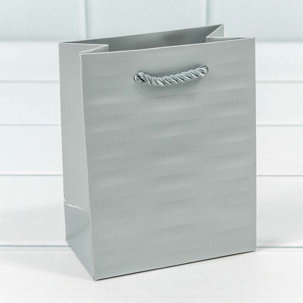 Пакет подарочный 12х15х7см Премиум "Престиж" (Серебряный)