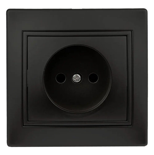 Розетка Intro Plano 1-201-05 без заземления 2P 16А-250В IP20 скрытой установки черный