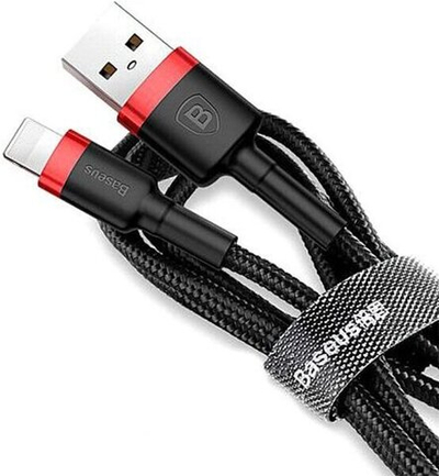 Кабель Baseus cafule Cable USB For iP 2.4A 1m (CALKLF-B19) Red+Black