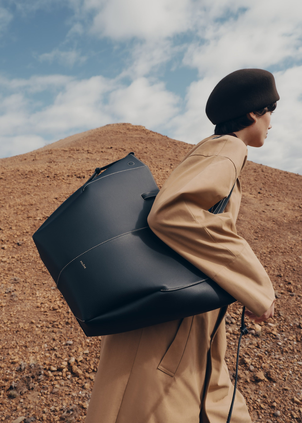 POLENE СУМКА CYME TOTE, ЧЕРНЫЙ/ЭКРЮ