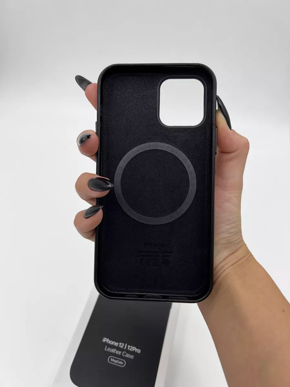 Кожаный чехол Leather Case iPhone 12 / 12 Pro, Black Черный