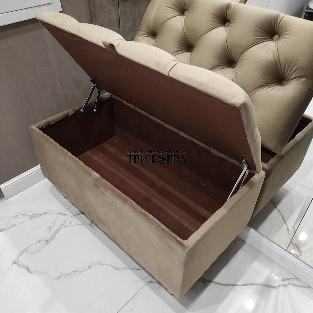 Банкетка капучино ВЕЛЮР с нишей для хранения