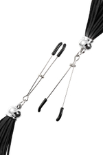 Зажимы на соски «Вилки» с черными кисточками из замши