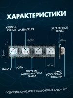 Розетка четверная с заземлением из закаленного стекла