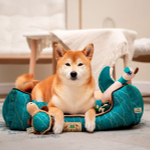 Лежанка прямоугольная "Клён" S, изумрудно-песочная, 460*360*180мм, серия LOVE THE PLANET, Triol