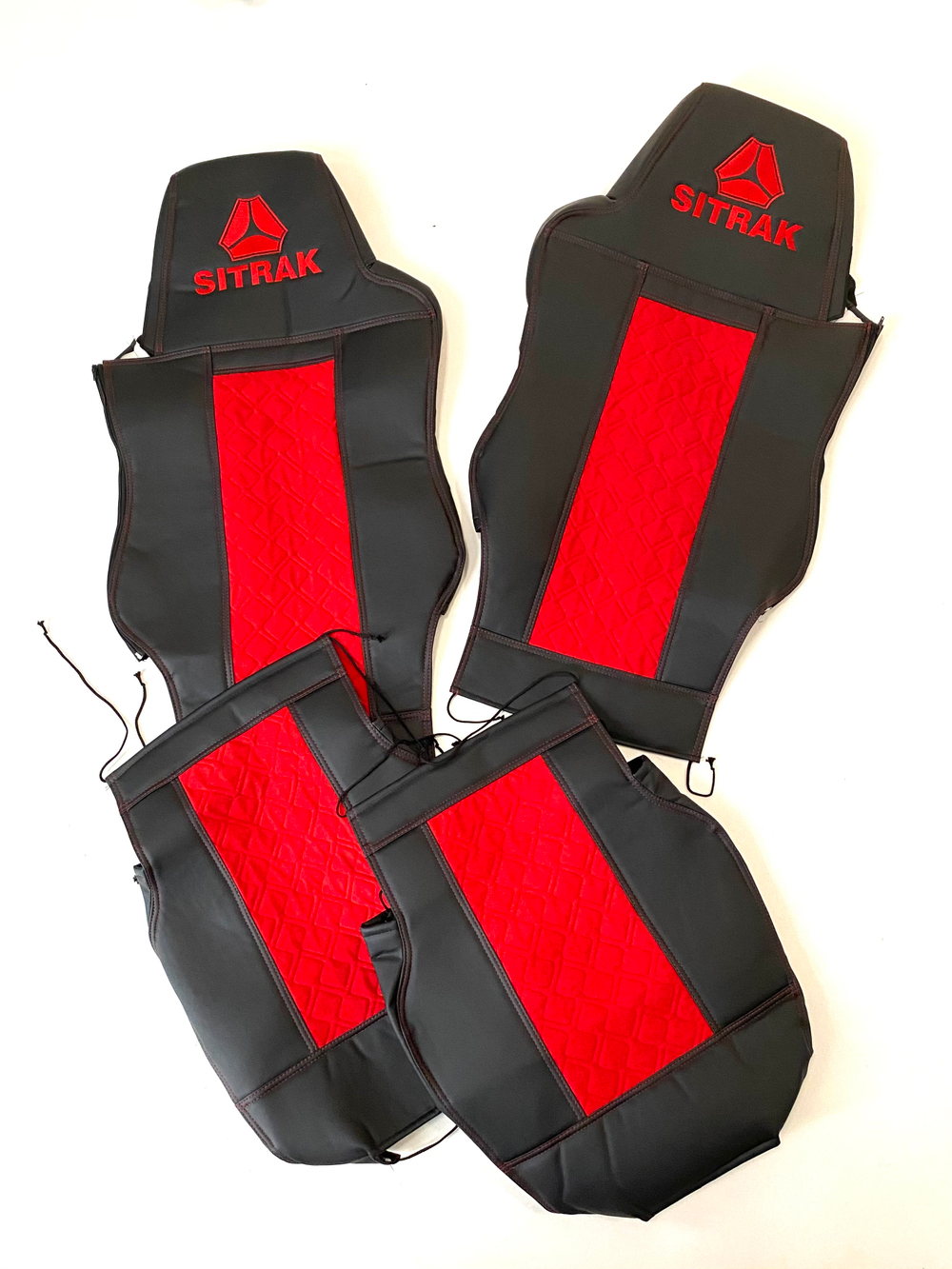 Чехлы SITRAK C7H (экокожа, черный, красная вставка)