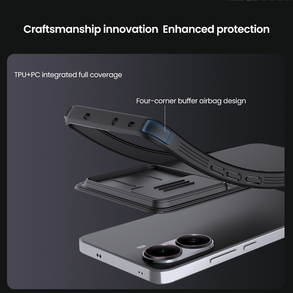 Чехол усиленный с защитной шторкой для камеры от Nillkin на Xiaomi Redmi Turbo 4, серия CamShield Pro Case