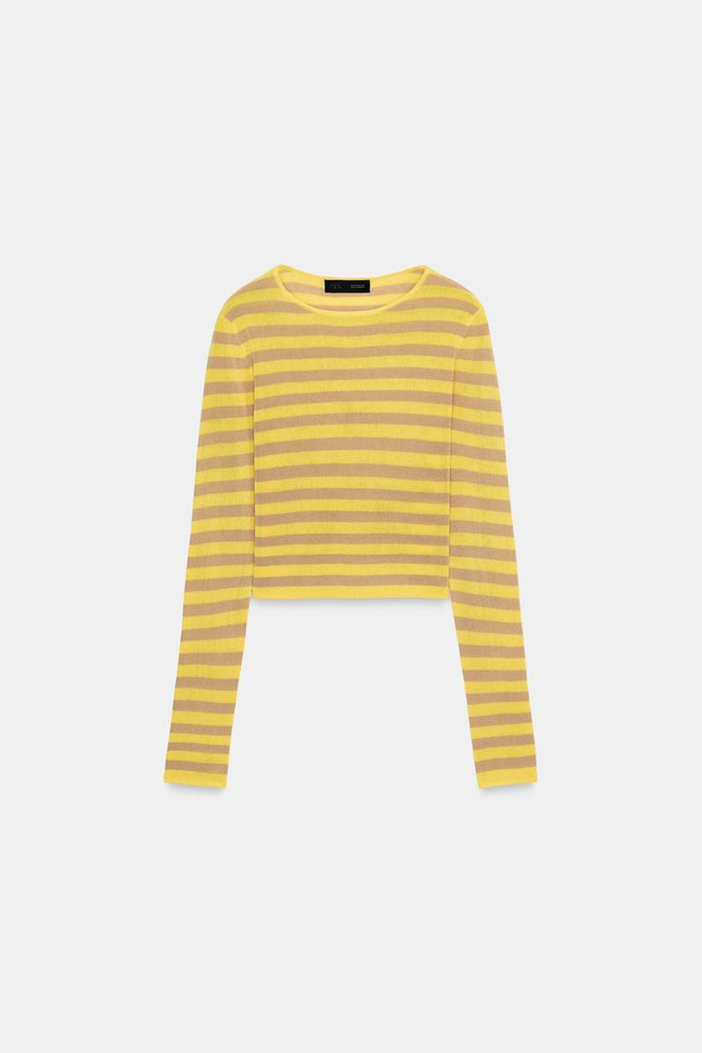ZARA УКОРОЧЕННЫЙ ТОП В ПОЛОСКУ, ЭКРЮ/ЖЕЛТЫЙ