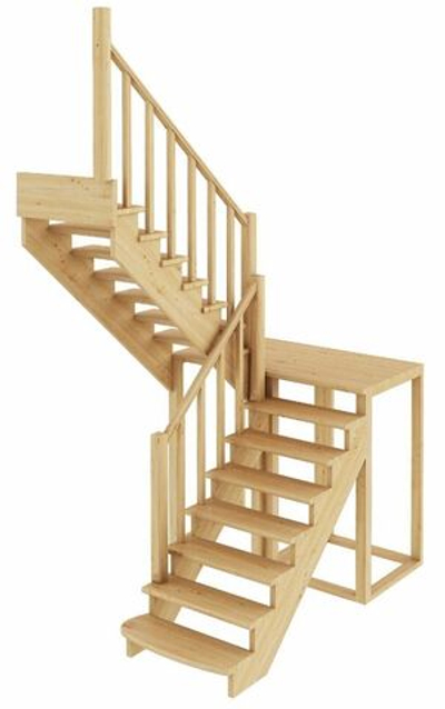 Лестница на второй этаж К-004м/1 Левая под покраску