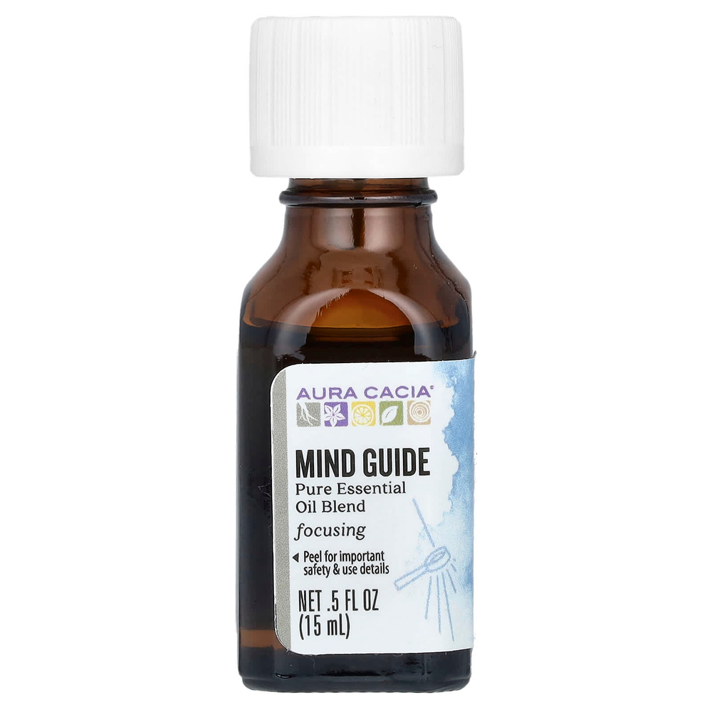 Aura Cacia, Смесь чистых эфирных масел, руководство для ума, 15 мл (0,5 жидк. унц.)