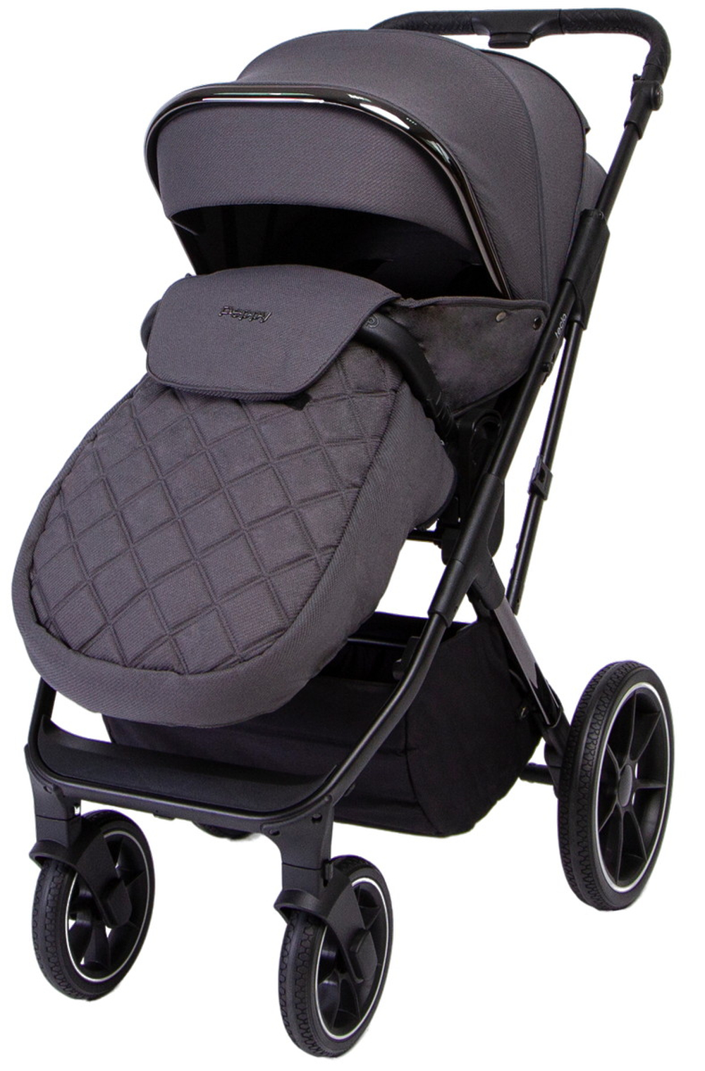 Детская коляска Peppy Tecla 3 в 1 с автокреслом Verona Beige Shadow Antrazit Chrome Edition Графитовый