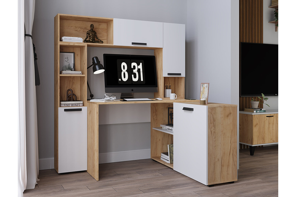 Стол письменный 1200 Квартет-13, дуб крафт/белый