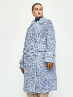 Премиальная шуба чебурашка Люкс эко-мех, голубая, SilverFox