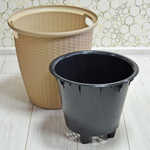 Кашпо напольное Ротанг 30л 38см с внутренним горшком 16л, молочный шоколад