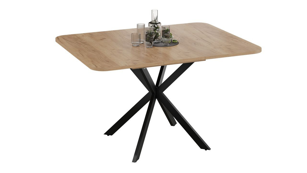 Стол кухонный обеденный раздвижной Черный муар/Ателье темный 100(131)х100х75 см