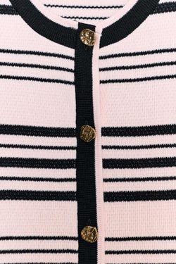 ZARA ТОП В ПОЛОСКУ С ПУГОВИЦАМИ, РОЗОВЫЙ