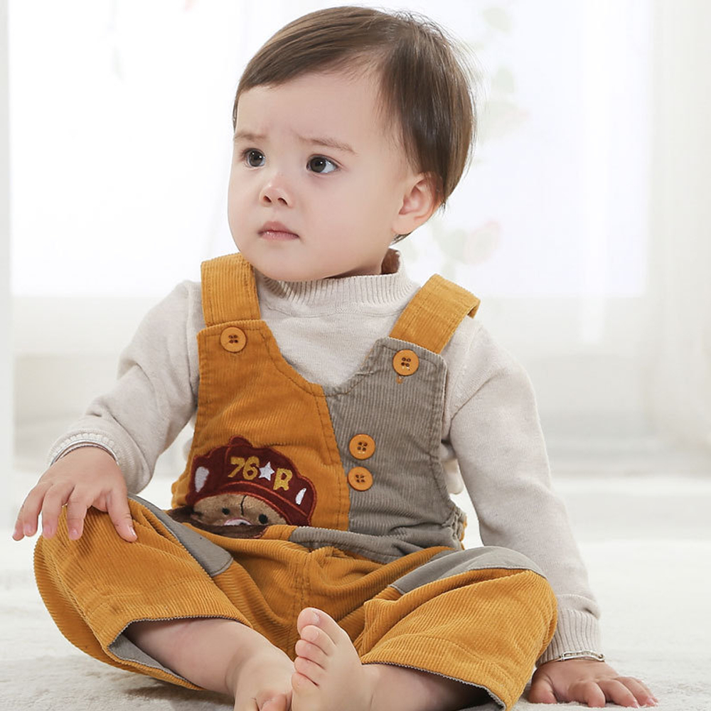 Комбинезон детский вельветовый с аппликацией медведя