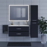 Тумба с раковиной для ванной Uperwood Foster 100 см, подвесная, черная