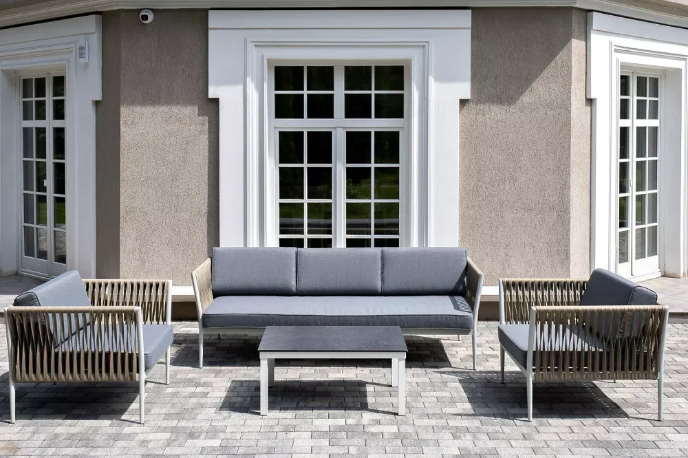 "Касабланка" лаунж-зона плетеная из роупа 5-местная, цвет серый