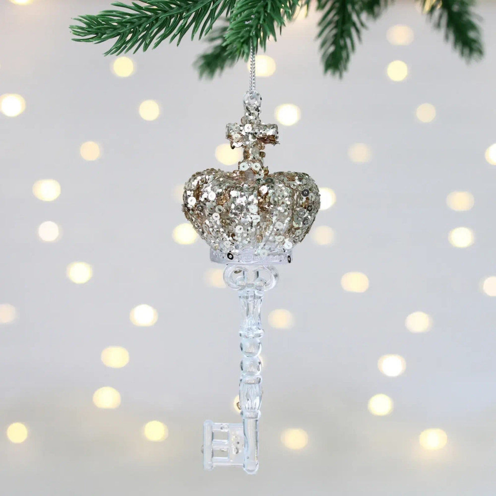 Подвеска «Ключ от дворца» 15 см, Белый/Золотой блеск