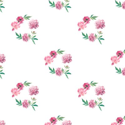Бесшовный принт c акварельными пионов