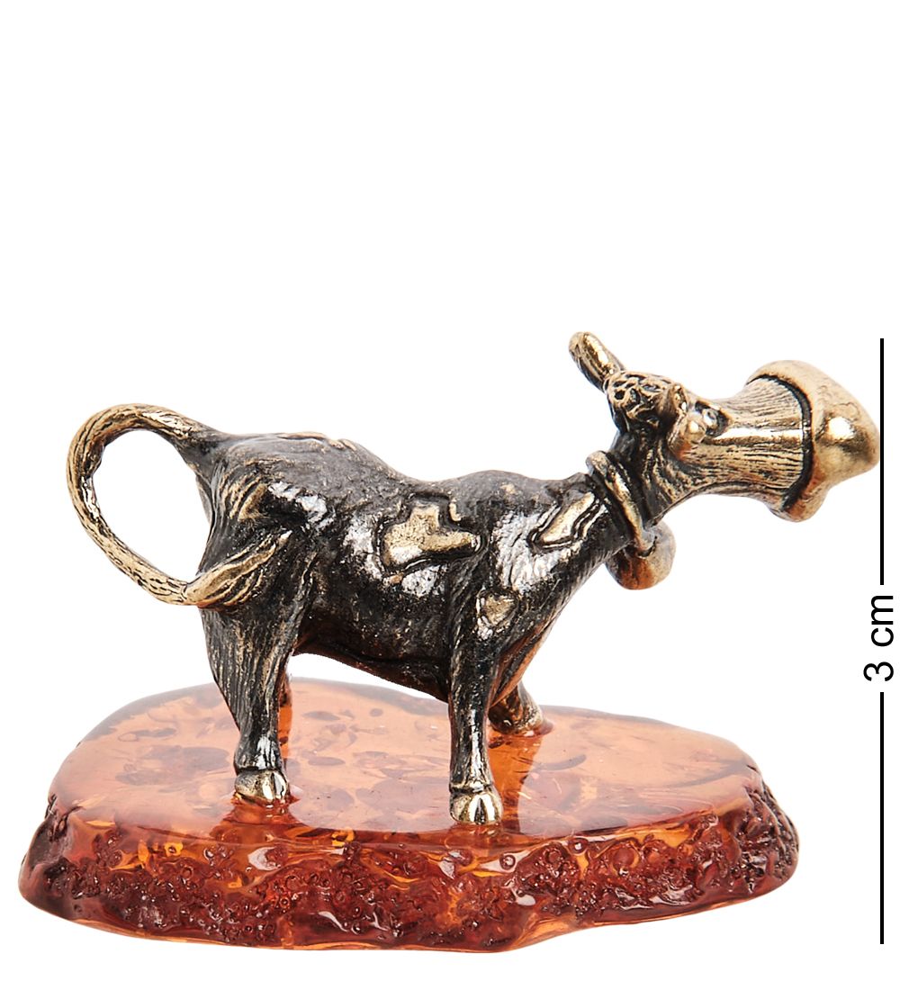 Народные промыслы AM-1788 Фигурка «Бычок» (латунь, янтарь)