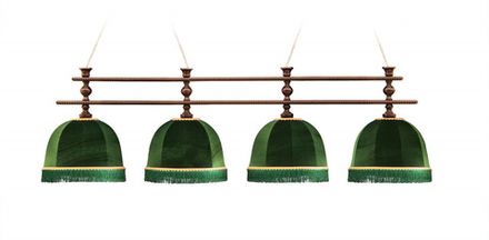 Лампа Аристократ-Люкс 3 4пл. береза (№2,бархат зеленый,бахрома желтая,фурнитура золото)