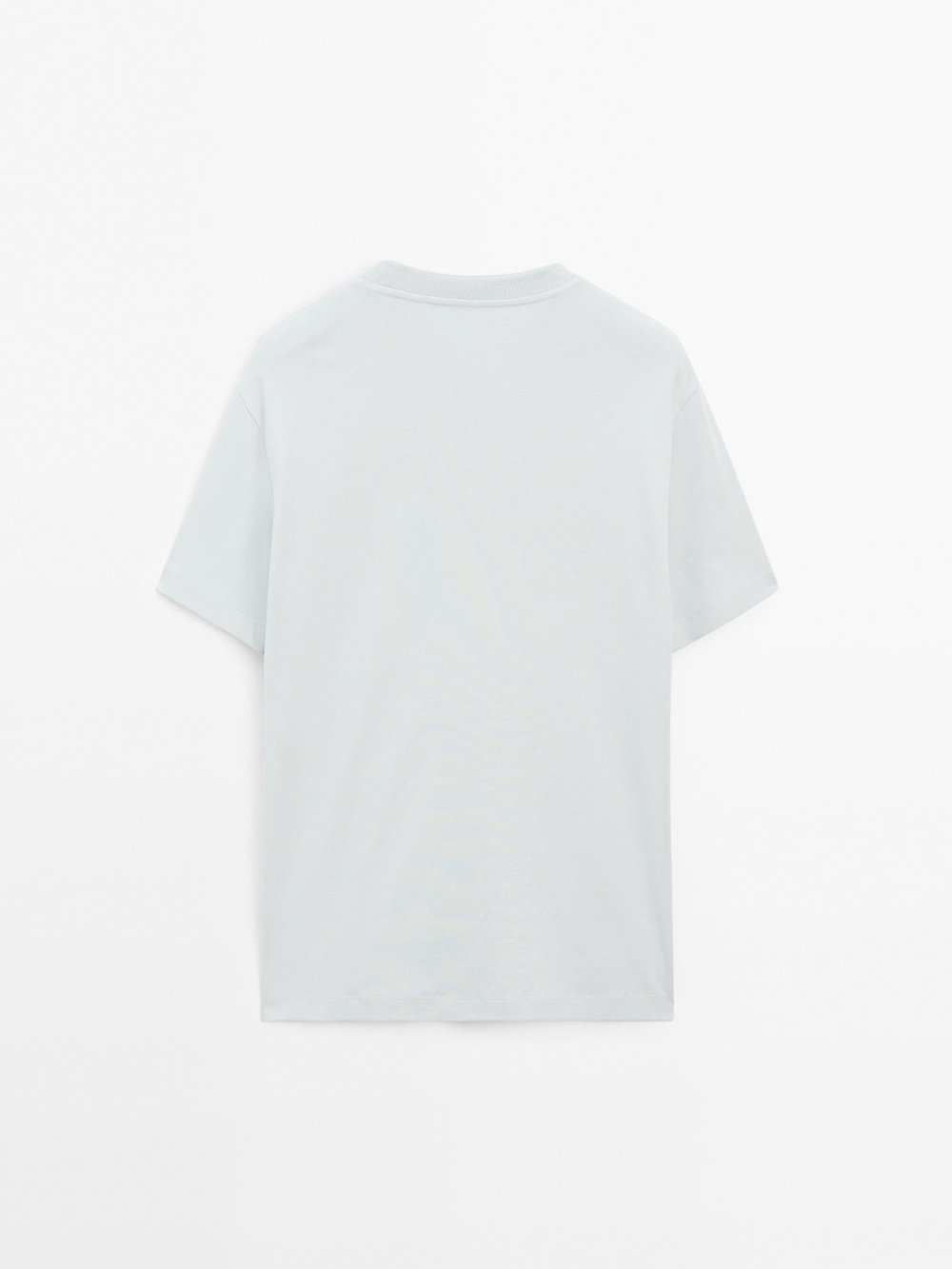 Massimo Dutti Хлопковая футболка-поло с короткими рукавами, бирюзовый