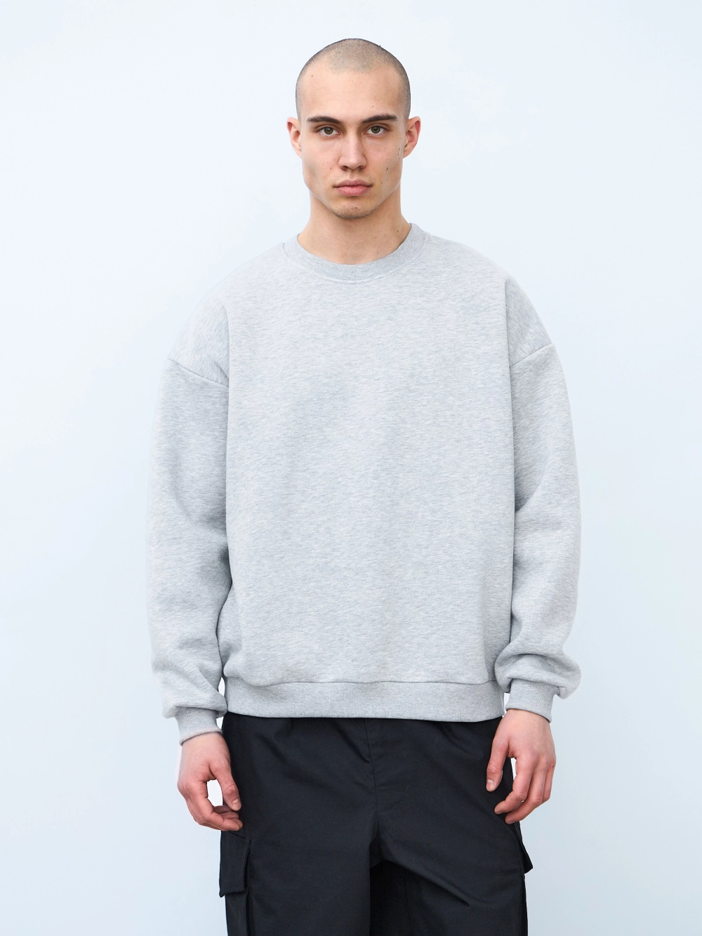 Свитшот оверсайз с начесом (серый меланж)