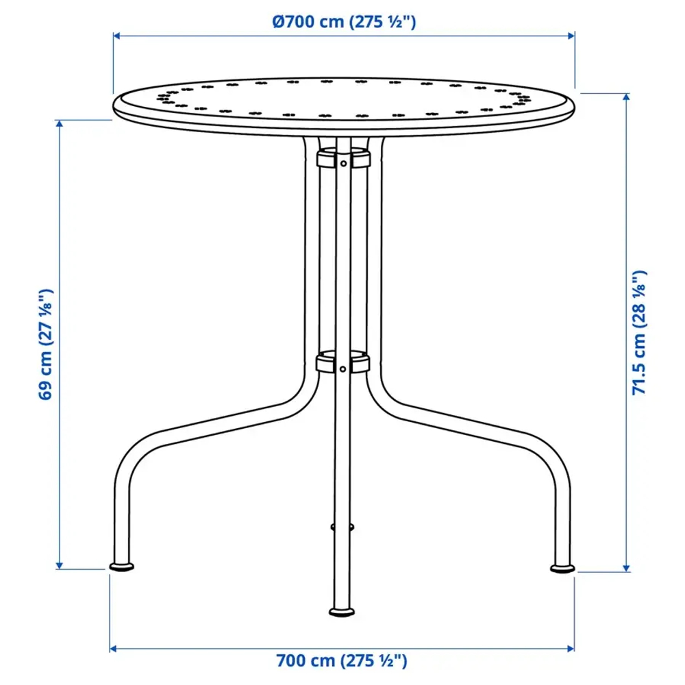 Комплект стол и стулья - LÄCKÖ IKEA/ЛАККО ИКЕА, 70х70 х71 см, серый/белый
