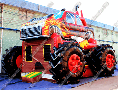 Коммерческий надувной батут "Машина монстр" с крышей