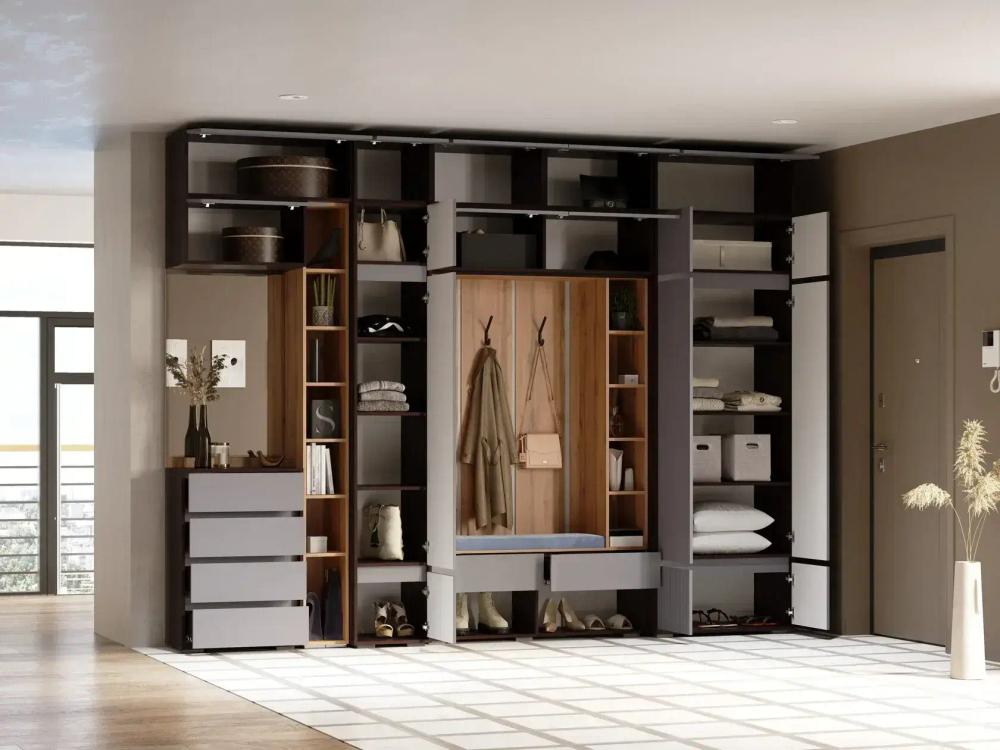 Шкаф Woodville Роут двухстворчатый венге, графит софт