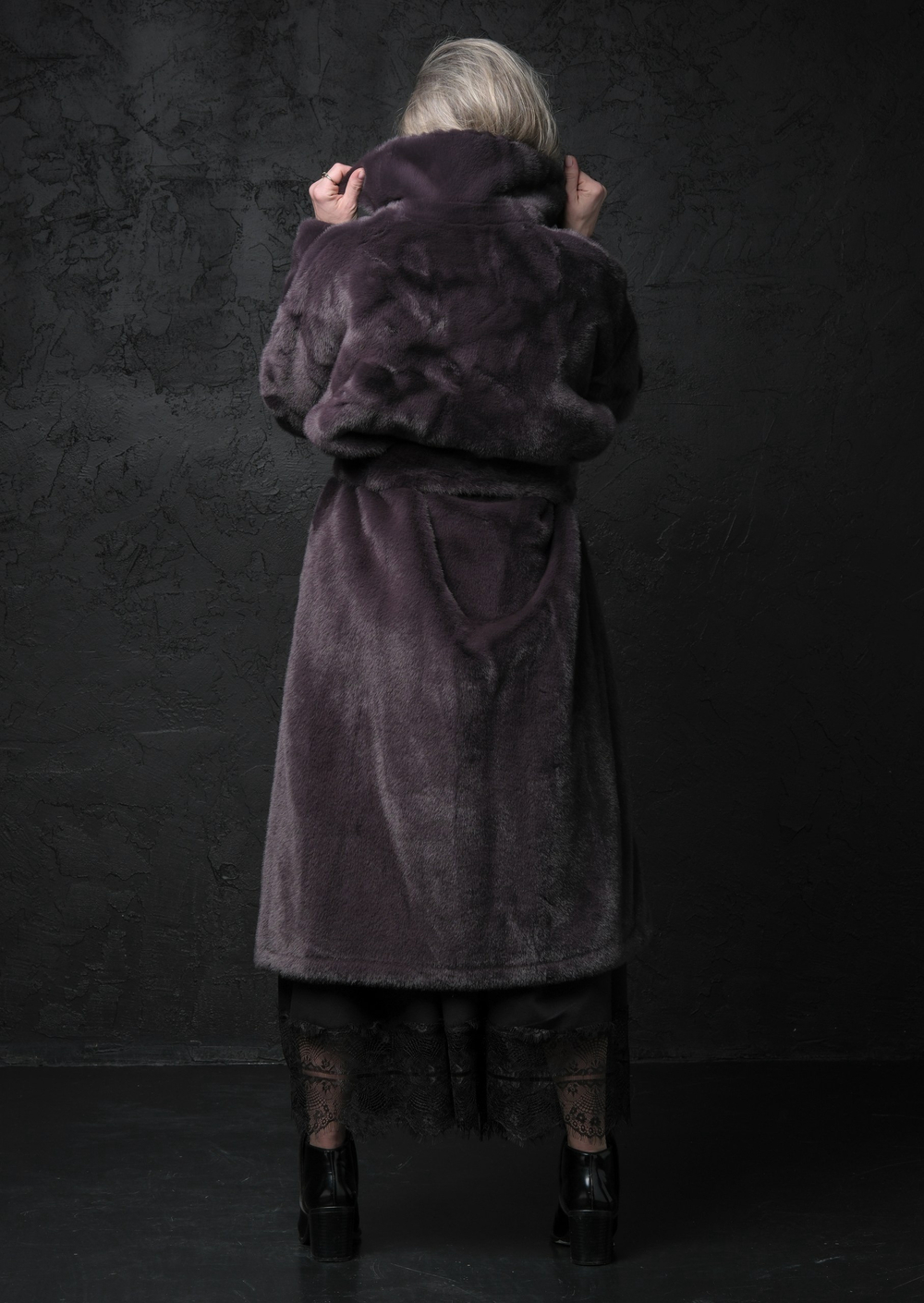 Шуба /лиловый закат   /классика/ эко мех